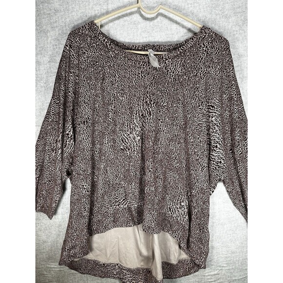 Melissa McCarthy 7 Seven Plus 2X Brown White Animal Print Exposed Zipper Blouse - Picture 2 of 8